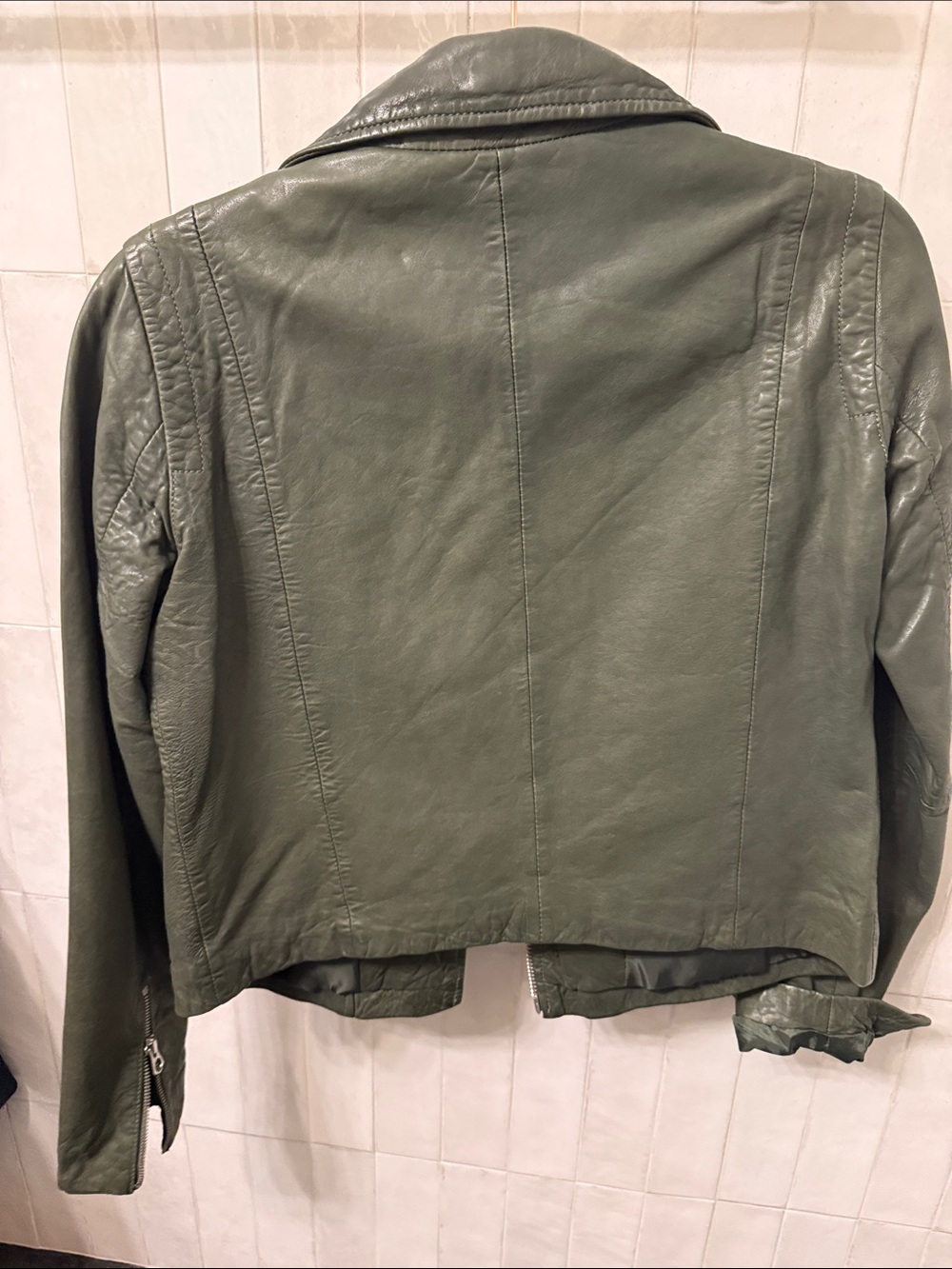 Madewell Olive Green Leather Moto Jacket - Picture 4 of 5